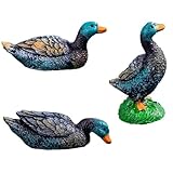 Haohaiblooms Set of 3 Mini Grey Wild Duck & Goose Figurines - Cute Resin Fairy Garden Accessories, Bonsai Landscape Decor, Moss Terrarium DIY, Home Desk Ornaments, Idea