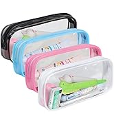 Classycoo Pencil Case 4 PCS Clear Pencil Bag PVC Zipper Pen Pouch Makeup Bag