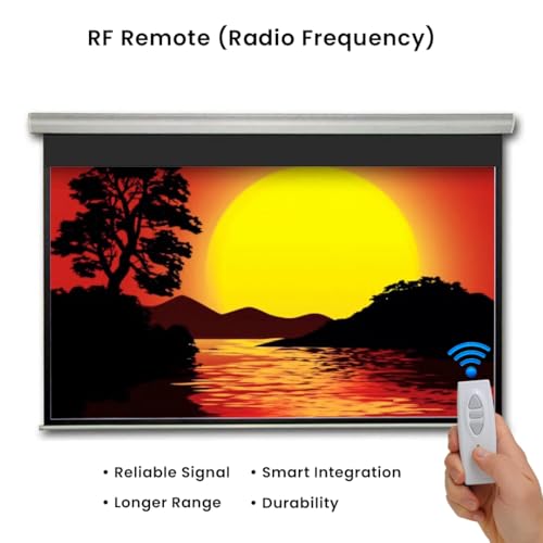 Image of Tonzo 120 Inch Motorized Projector Screen with Remote Control, 4:3 Aspect Ratio, Matte White High Gain Fabric, 4K Support for Home Theater, Office, Classroom & Presentations (8ft Width * 6ft Height)
