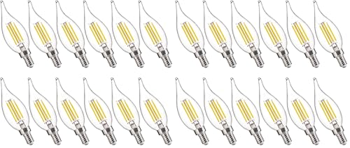 Image of FLSNT LED Candelabra Light Bulbs, CA11 E12 Chandelier LED Light Bulbs 60W Equivalent, 5000K Daylight, 550LM, 5.5W, 90+ High CRI, AC 120V, 24 Pack, Dimmable UL,CA65 Listed.