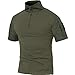 MAGCOMSEN Herren Baumwollehemd Kurzarm Airsoft Shirt für Herren Military Uniform Atmungsaktiv Outdoor Hemd mit 1/4 Reißverschluss Armeegrün L