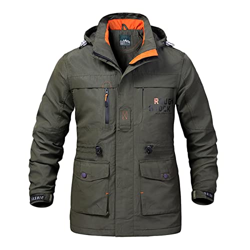 Fulidngzg Chaqueta De Hombre, Chaqueta Cortavientos Termica Impermeable Ligero Chaqueta De Invierno Parka Abrigo Nieve Chaqueta Softshell Esqui 3 En 1 Parkas Anorak Snowboard Entretiempo Militar
