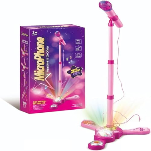 Microphone pour enfants avec support et lumières de scène pour karaoké
