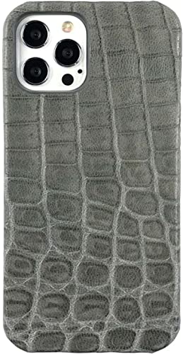 Coque iPhone 11 Pro cuir véritable crocodile gris étui antichoc