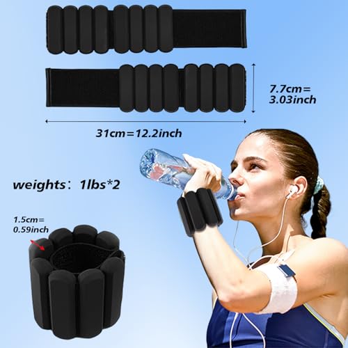 Image of Wrist Ankle Weights for Women 2 Pack(1lb Each), Ideal for Strength Training | Adjustable Silicone Wearable Arm and Leg Weights for Pilates, Gym, Yoga, Cardio. Waterproof, Anti slip, Sweat Proof