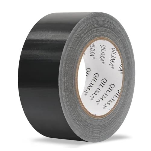 QILIMA Negra, 48mm x 45m, Cinta adhesiva de calidad profesional para reparar tuberías, parchear, fijar, embalar, marcar y sellar tanto en interiores como en exteriores