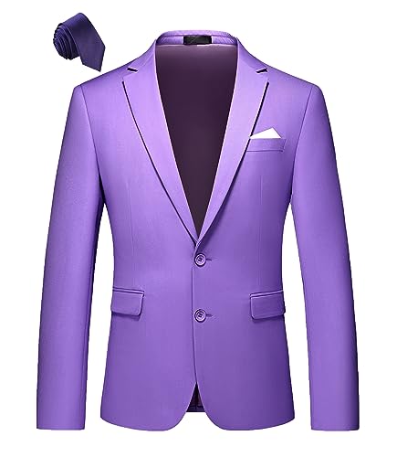 Mens Casual Blazer Jacket Slim Fit Sport Coats for Daily Business and Prom Wedding Size 42 Lilac