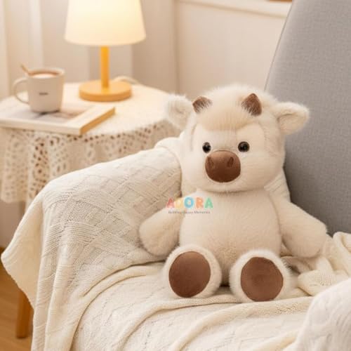 Image of ADORA Running Cow Stuffed Animal Soft Plush Toy 40 cm, Highland Calf Plush Doll, Teddy Cotton Filled Teddy, Soft Cuddle Toy for Kids, Girls & Boys, Cream Khaki Birthday Gift Hugging Toy