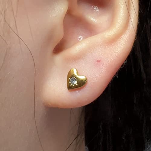 Limerencia G23 Pure Titanium Hypoallergenic Earrings, F136 Implant Grade Titanium Studs Suitable for Sensitive Ears Delicate Jewelry (Love Heart, Gold)3