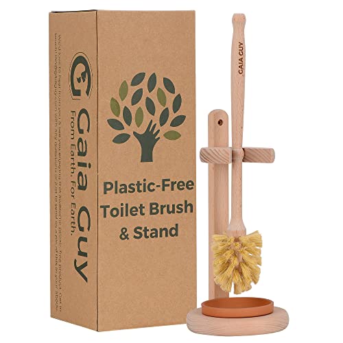 Organize Your Bathroom with a Wooden Toilet Brush and Stand