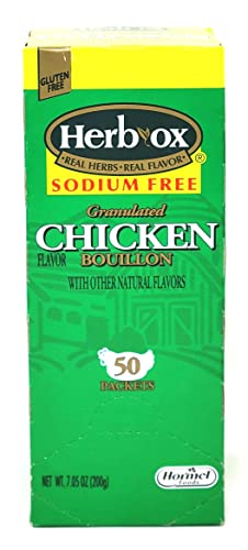 Herb-Ox Sodium Free Bouillon Variety Pack - Granulated Beef and Chicken Bouillon - 50 packs of each Flavor - Plus Exclusive Phoenix Rose Fridge Sticker