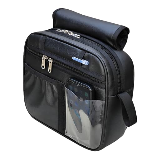 Image of Grab Handle Bag | Dashboard Grab Handle Storage Organiser | 2 Compartments with Transparent Pocket | Compatible with Thar, Jimny, Gypsy, Jeep, Gurkha and Other SUVs and Car | PU Leather | Black
