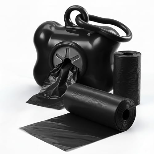 MOLY 40 Bolsas Caca Perro + Dispensador Hueso Color Negro | Bolsa Heces, Deshechos o Excrementos Canino | Material Resistente y sin Residuos 35 x 23 cm | Sin Fugas | Higiénicas