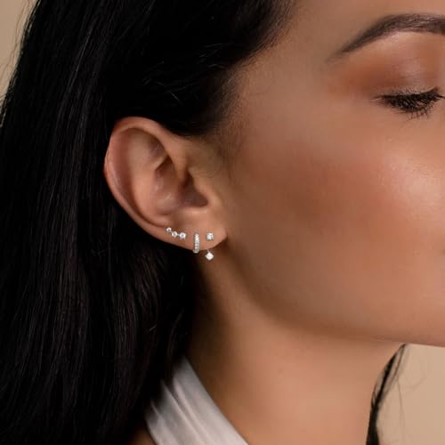 ASCOMY Gold Hoop Earrings Set for Women - 14K Gold/White Gold Plated Huggie Hoops, Cubic Zirconia Studs, Chunky Open Hoops - CZ Jewelry Gifts4