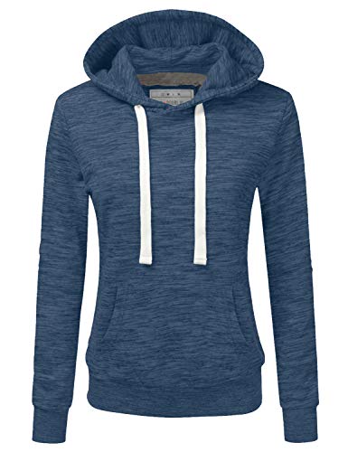 NINEXIS Womens Long Sleeve Fleece Pullover Hoodie Sweatshirts Denim M