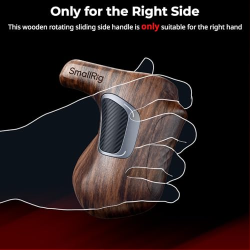 Image of SMALLRIG Rotating Right-Side Wooden Handle with NATO Clamp & NATO Rail, Load Capacity up to 15kg, One-Touch Rotation, 360 Angle Adjustment, Anti-Slip Design