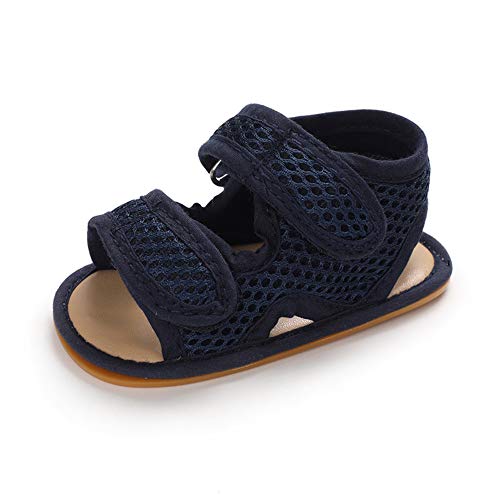 Sandali Neonato Estivi Scarpette Bimbo Scarpine Prima Infanzia Antiscivolo Blu Navy 6-12 Mesi