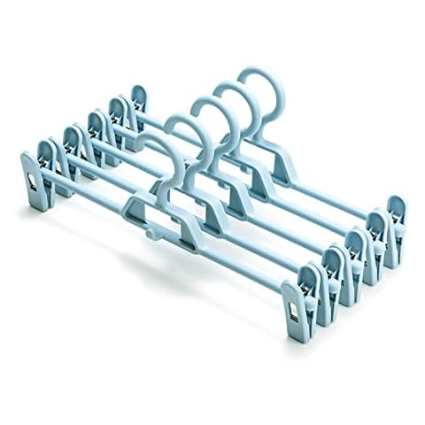 DRADERCH Pack 5 Trouser Hangers Childrens Plastic Top Coat Hangers with Swivel Hook Space Saving Non-slip Hangers for Clothes Skirt Tie Pants Suit Bottoms Dresses Slacks Jean Shirt(bule) Cover