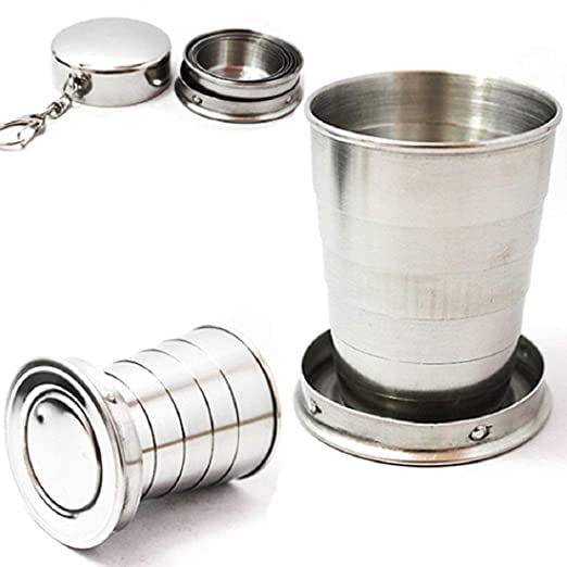 MURTISIDDH Folding Stainless Steel Travel Mug Cup Glass/Camping Water Glass/Collapsible Shot Glass/Stainless Steel Glass/Expandable Shot Glass, 160 ml-image-28