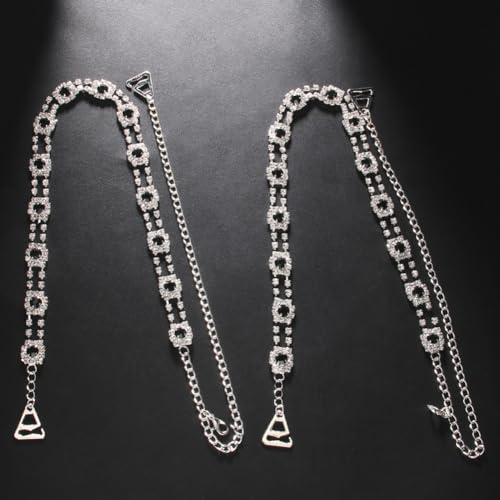 CJKDXDH 1 par de correas de hombro de diamantes de imitación de lujo, decoración de cristal, tirantes invisibles, antideslizantes, para ropa interior, festivales, rave, fiesta, vestido, lencería
