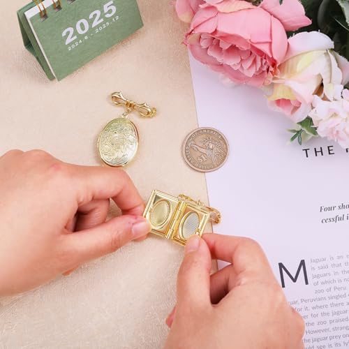 Image of CHGCRAFT Locket Brooch Bridal Bouquet Charm Flower Brooch Pin Brass Pins Set Memory Charm Coat Shirt Suit Collar Accessories for Backpack Clothing Badges