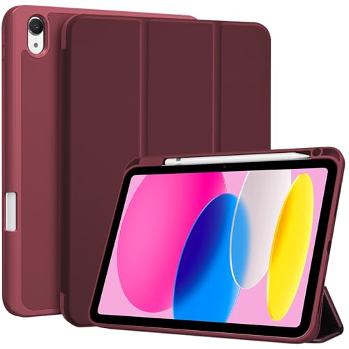 ProCase Cover iPad A16 11 Generazione 11 Pollici 2025 /iPad 10 Generazione 10,9 Pollici 2022 con Portapenna, Custodia iPad (A3354 A3355 A3356 A2696 A2757 A2777) Auto Svegliati/Sonno -Vino