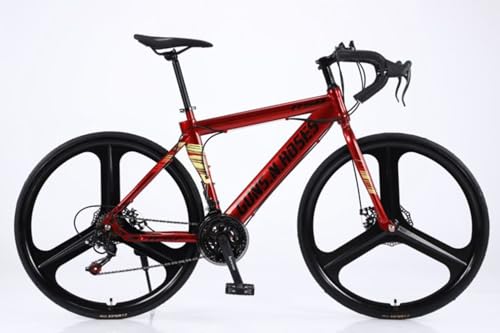 Acnivko 2025新登場ロードサイクル自転車 新しいエアロロードバイク700C 21/24/27/30スピード 適応身長165cm以上 高炭素鋼フレーム、アルミニウム合金製機械式ディスクブレーキ通勤 街乗り ロングライド 快適走る シティサイクルカー