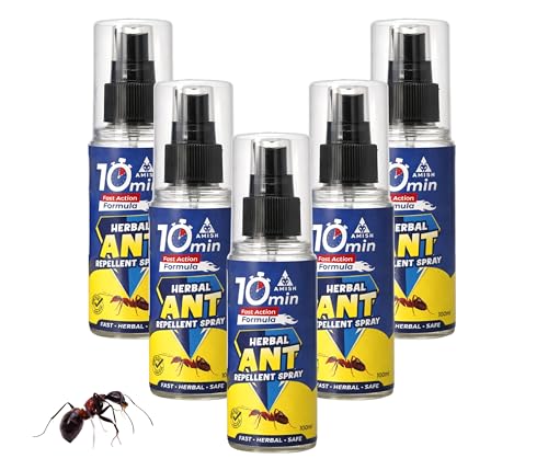Image of Amish Ant Repellent Spray 100ml Pack of 5 for Home & Kitchen | Herbal Organic Indoor Outdoor | Pet Safe, Safe for Dogs | Eco Friendly Remover for Home, Plants | 10 minutes Formula| Repellent Spray