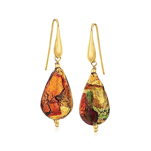 Ross-Simons Italian Multicolored Murano Glass Drop Earrings in 18kt Gold Over Sterling