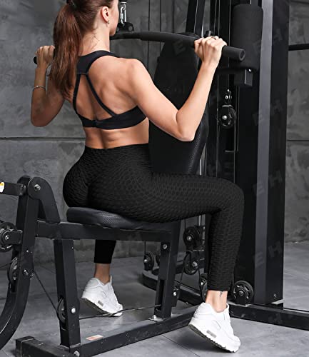 Ehh Women High Waisted Anti-Cellulite Leggings With Pocket Ruched Butt Lifting Yoga Pants M #TOP4
