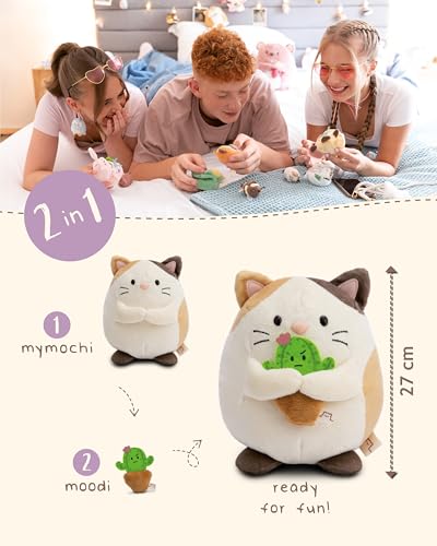 NICI MYMOCHI Kuscheltier Katze Angy 27 cm mit Kaktus, Flauschiges Stofftier zum Kuscheln, Spielen und Liebhaben, Liebevoll gestaltet - 61407