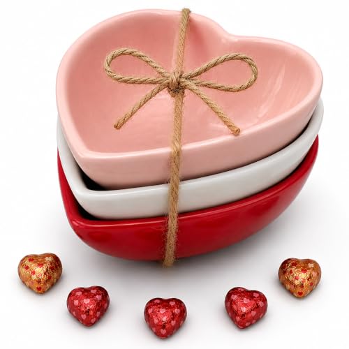 BIA Cordon Bleu Heart Shaped Serving Dish 6 Oz - Red/Pink Set of 3