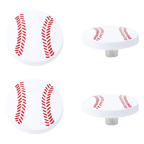 Salud, Sports Faotup - Perillas de goma suave para clóset y cambiador, 4 unidades, con forma de béisbol, 1.88 x 1.88 x 0.92 pulgadas
