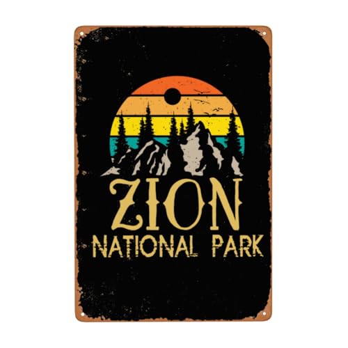 Zion National Park Metal Sign Decor Retro Metal Wall National Park Decor For Garage Wall Decoration Home Club Poster Retro 8x12 Inch