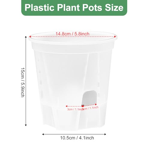 IWTTWY 5 Pack Self Watering Plant Pot, 15cm Plastic Flower Pots - Image 2