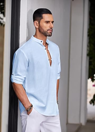 Image of Zombom Men's Kurta || Chinese Collar Long Sleeves || Straight Hip Length Kurtas || Short Kurta for Men || for Festival || Function || Occasion Wear Fancy Kurta for || Best Gifts for Men