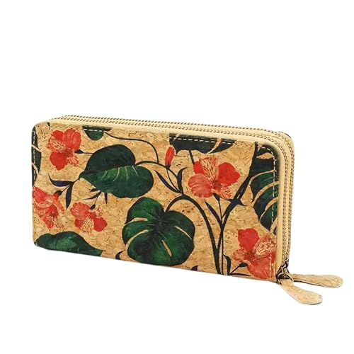 Handmade Cork double zipper wallet, 100% Cork Lightweight durable, natural vegan organic sustainable Eco friendly gift