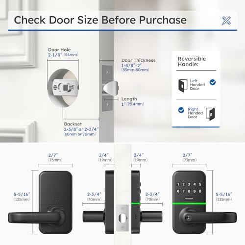 Smart Door Handle Lock with Keypad: Kucacci Keyless Entry Door Lock - Fingerprint Smart Lock for Front Door - Electronic Door Lock with Digital Keypad - Exterior Code Door Lock - Easy Installation - Image 7