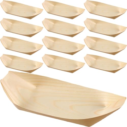 Platos para sushi de madera FRCOLOR 60 unidades 5 pulgadas miniatura 1