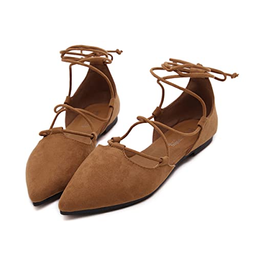 HuangTaiJi Qing Woman's Pointed Toe Ankle Buckle Summer Fashion Flat Shoes Dress Ballets