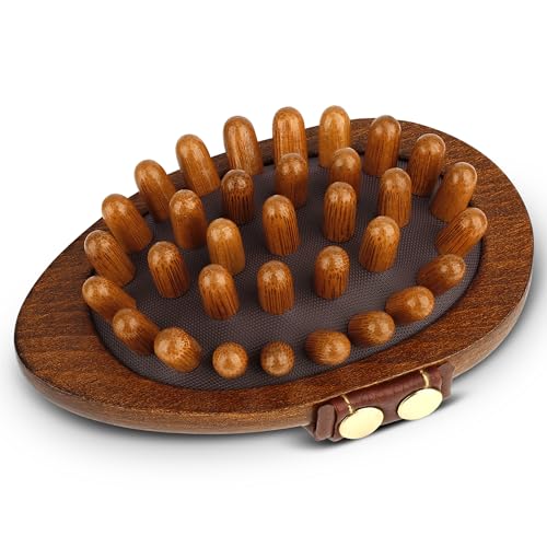 Equimour Massagestriegel – Pferdestriegel aus Holz mit stabilen Holznoppen & flexiblem Gummikissen – Für effektive Massage, Durchblutung & Wellness-Pflege deines Pferdes