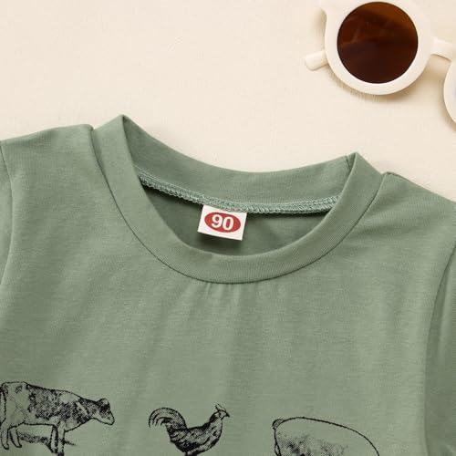 MODNTOGA Baby Boy Farm Shirt Short Sleeve Animals Graphic T-Shirt Kids Boy Cow Tops Toddler Funny Letter Print Tees3