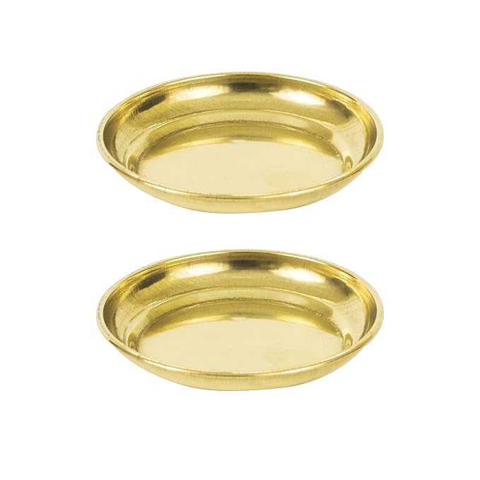 KAMAK Brass Deepak Diya Oil Lamp Plate for Home Temple Puja Articles Decor Gifts- Plate Pack 2-image-16