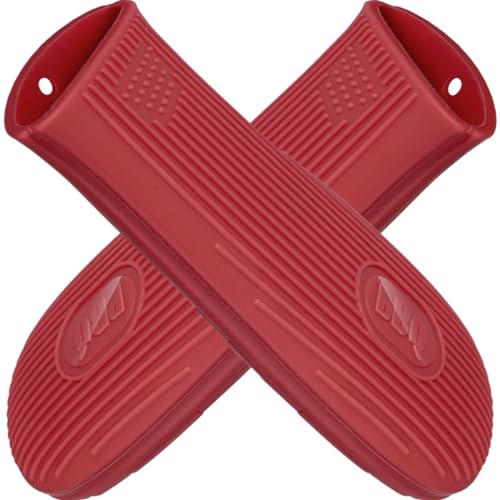 Cbiumpro 2-Pack Cast Iron Handle Cover, Silicone Heat Resistant Hot Cast Iron Skillet Pan Handle Covers Holder Sleeve