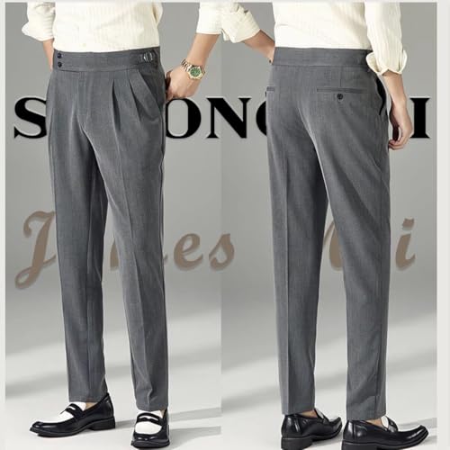 Men's Classic Gurkha Dress Pants Flat Front Trousers Casual Business Suit Pants3