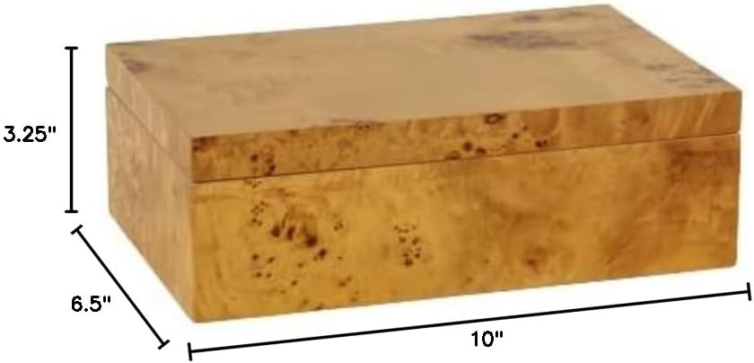 Zodax Leiden Burl Wood Design Decorative Box (Large 10")