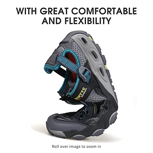 Humtto Mens Womens Athletic Outdoor Sandals - Non Slip Sport Hiking Sandals For Men Closed Toe Summer Walking Sandals 9.5 Blue/Grey #TOP3