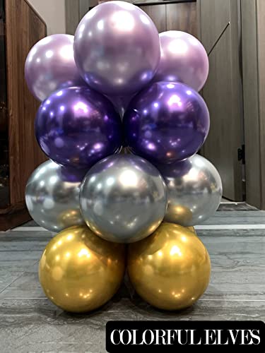 Image of 100 Pack 5 inches Metallic Silver Balloons Small Mini Chrome Helium Shiny Silver Balloon for Party Decorations