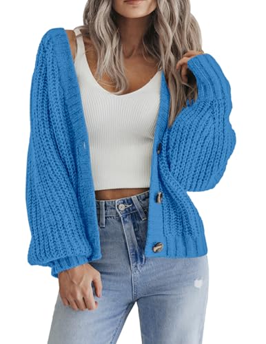 Image of Zeagoo Women's 2026 Fall Chunky Knit Cardigans Open Front Long Sleeve V Neck Button Loose Cardigan Sweaters