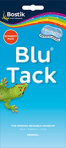 Bostik Blu Tack Multipurpose Reusable Adhesive Clean Safe & Easy to Use Non-Toxic Putty Adhesive Economy Size 110g Blue